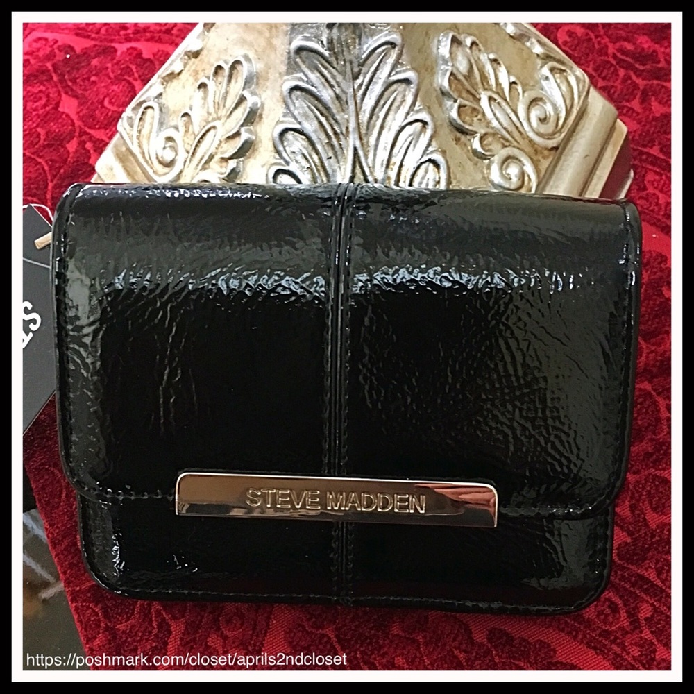 STEVE MADDEN SET BLACK WALLET & KEY CHAIN - Picture 6 of 8